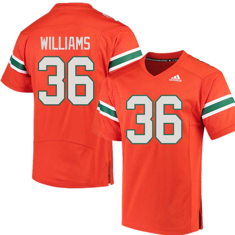 Adidas Miami Hurricanes #36 Marquez Williams College Football Jerseys Sale-Orange